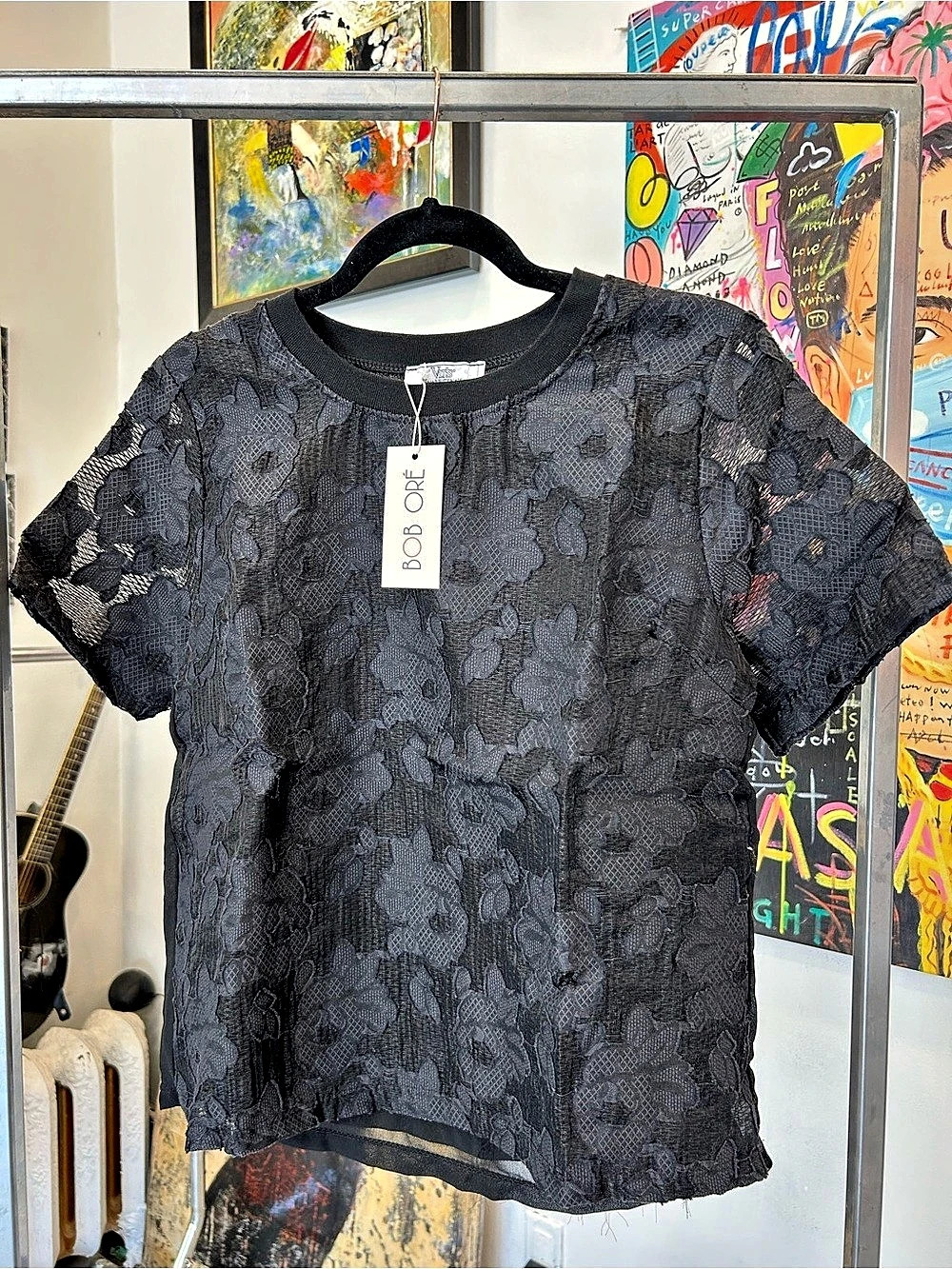 VLT’s by Valentina’s Black Floral Short Sleeve Top